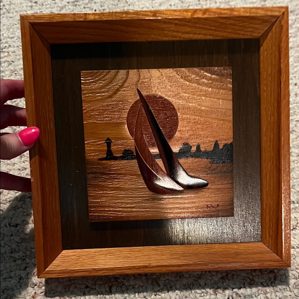 Wooden Sailboat Wall Art with Frame